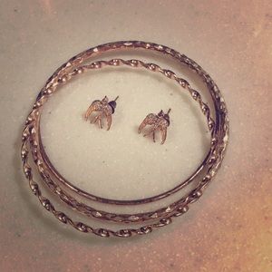 Rose gold Bracelet and Earring Set